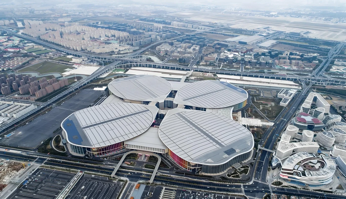7fae13159e21af8bddd0170bc66e2d4c.jpeg Aerial view of the National Exhibition and Convention Center, Shanghai