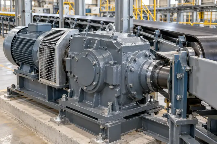 Industrial gearbox and drive assembly in a factory environment