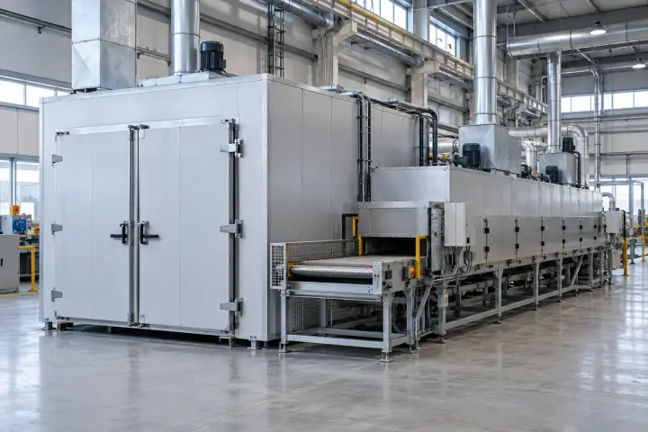 Enclosed industrial oven and thermal-processing equipment