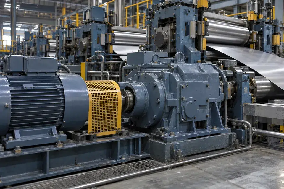Metal-processing roll equipment with fixed bearing housings and motor drives