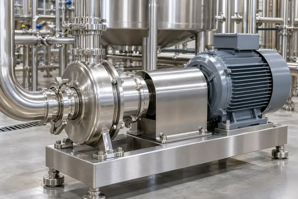 Stainless-steel sanitary centrifugal pump and external motor drive
