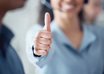 Customer giving a thumbs up