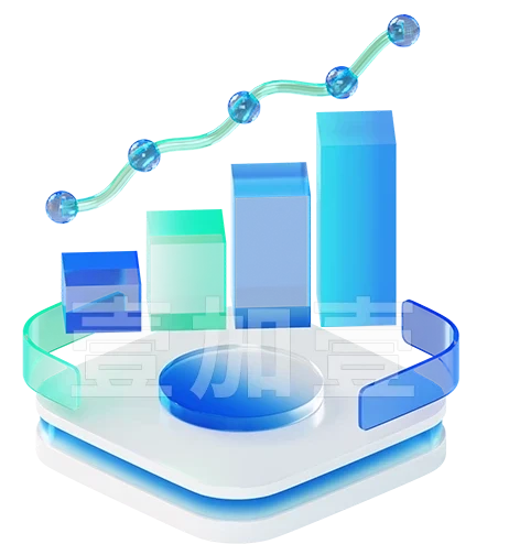 Glass bar chart with rising arrow — channel support