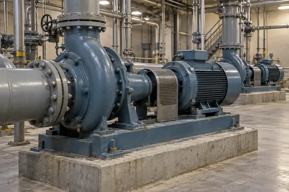 Dry wastewater pump assemblies with accessible motor and bearing regions